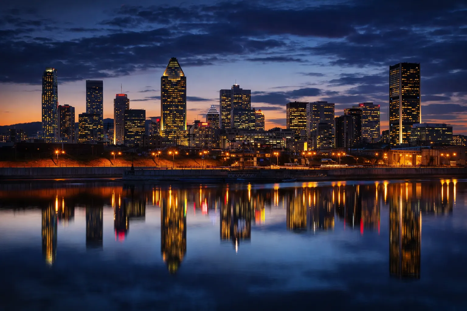 Montreal skyline at dusk